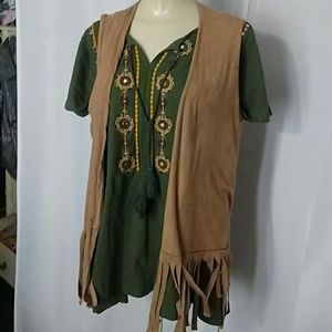 Loose faux suede vest